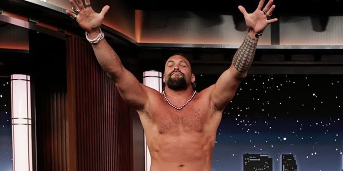 Jason Momoa tastefully edited around on Jimmy Kimmel Live