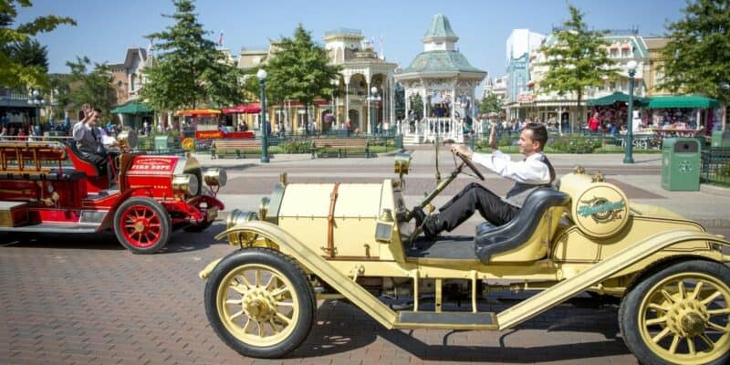 Main Street Vehicles in Town Square at Disneyland Paris