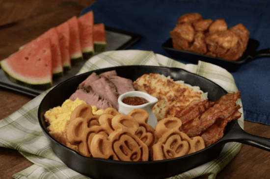 A skillet of breakfast food from Garden Grill