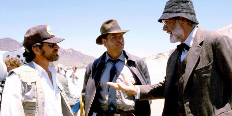 Steven Spielberg directing Indiana Jones