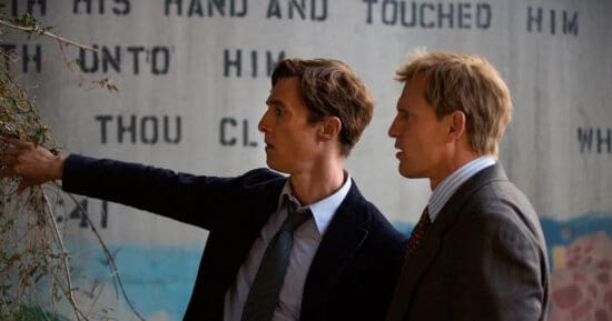Woody Harrelson and Matthew McConaughey working together in True Detective.