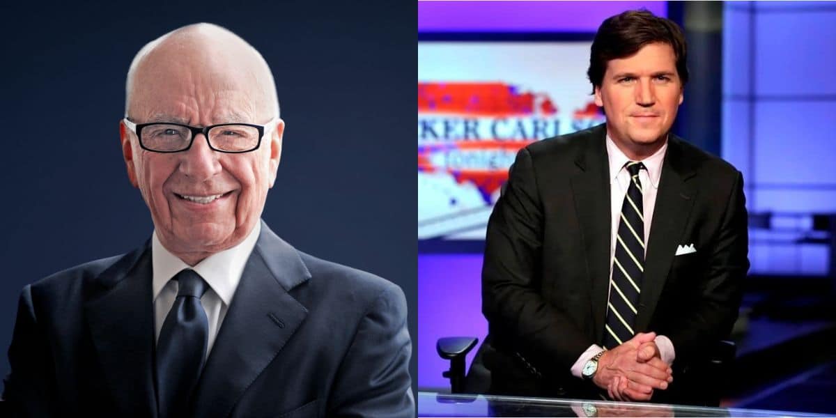 Tucker Carolson and Rupert Murdoch Fox News Executive Chair