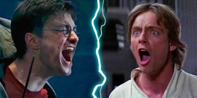 (R) Harry Potter in Order of the Phoenix, screaming. (L) Luke Skywalker shouting