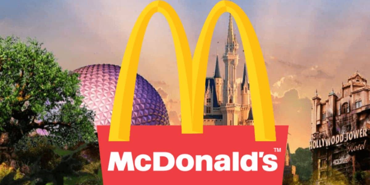 McDonald's logo over Walt Disney World icons