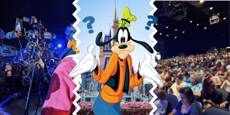 An image of Goofy superimposed over Guests at the Disney Parks