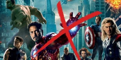 Avengers fighting in New York crossed out in red, edited
