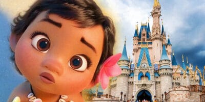 Disney Castle Cinderella as a background and little Disney Character on the left