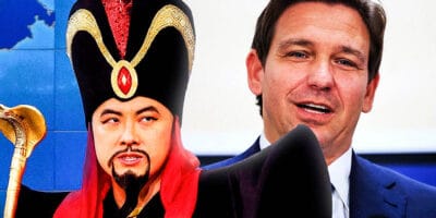 Bowen Yang of SNL dressed as Jafar and Ron DeSantis, Governor