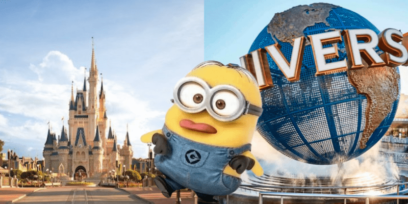 Minion making fun of Disney with Universal being more expensive