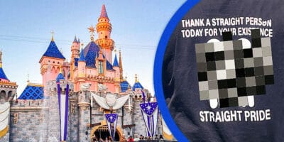 Disneyland Dress Code. Man's T-Shirt on the right and Disneyland Castle on the left