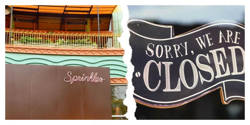 Popular Disney Locations are closed. Shop on the left and closed sign on the right