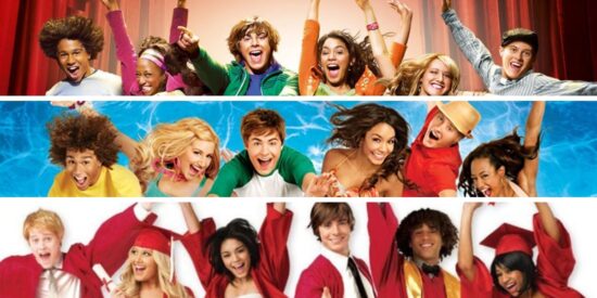 All High School Musical posters edited next to each other, showcasing the cast