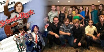 jack black with the kids in school of rock in a reunion