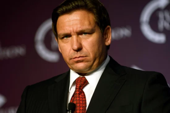 Florida Governor Ron DeSantis looking upset