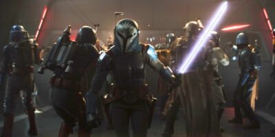 Bo-Katan Kryze (Katee Sackhoff) wields the Darksaber in 'The Mandalorian' Season 3 finale