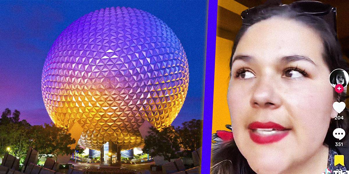 Walt Disney World, EPCOT. (on the left) Disney Dress Code Rules and Angry Mother on Tin Tok. (on the right)