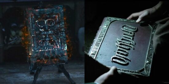 WandaVision (left) vs. Agents of SHIELD (right) versions of the Darkhold book
