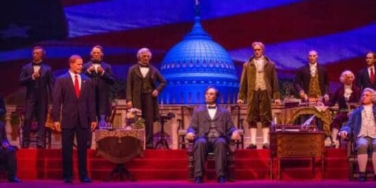multiple animatronics on the Hall of Presidents at Walt Disney World