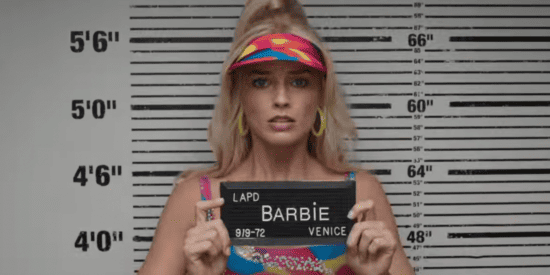 Barbie mug shot from latest Barbie trailer