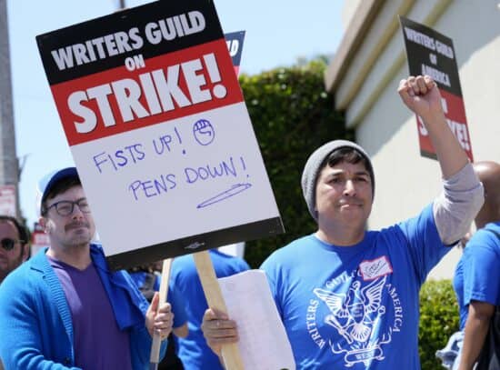 Members of the WGA on the picket line