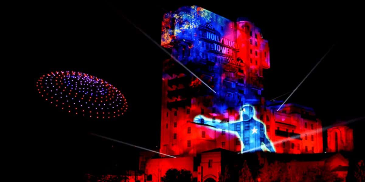 Captain America on the Tower of Terror