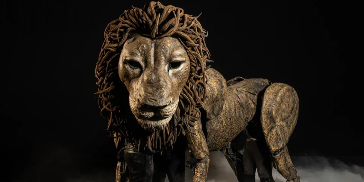 the Aslan puppet from Logos Theatre's anti "woke Disney" production of "A Horse and His Boy"