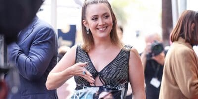 Billie Lourd wearing a Princess leia tribute dress for Carrie Fisher's walk of fame ceremony