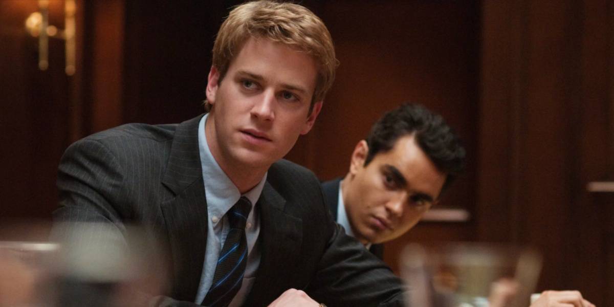 Armie Hammer as one of the Winklevoss Twins in The Social Network