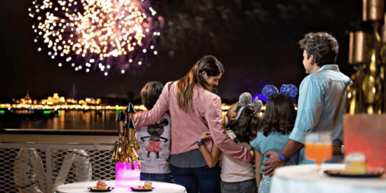 A family watching fireworks aboard Ferrytale