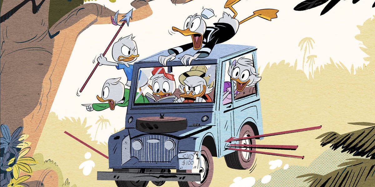 Ducktales promotional image, featuring Scrooge, Huey, Dewey, Louie and Webby