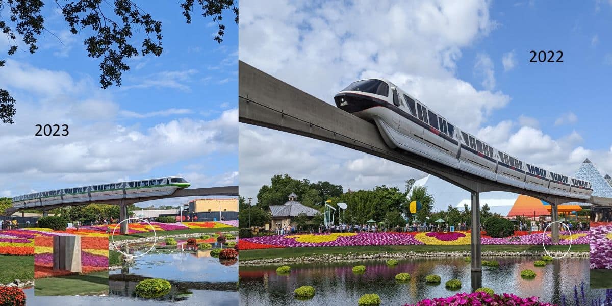 Flower and Garden flower mural at EPCOT in 2022 and 2023
