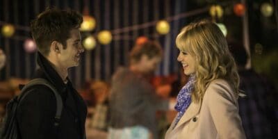 Peter Parker and Gwen Stacy stare at each other in 'The Amazing Spider-Man 2'