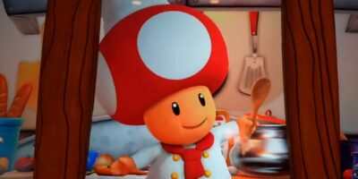 Toad cooks in kitchen