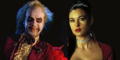 Michael Keaton ('Beetlejuice', 1988, left) and Monica Bellucci (as Persephone in The Matrix: Reloaded, 2003). Credit: Warner Bros.