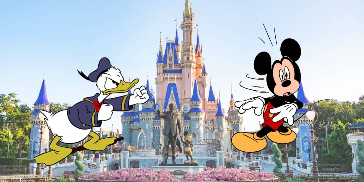 Cinderella Castle with Donald and Mickey images