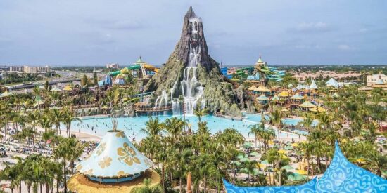 An overhead shot of Volcano Bay