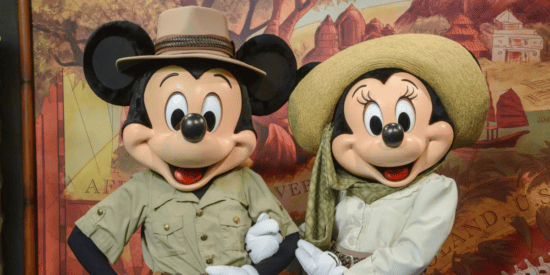 Mickey and Minnie pose arm-in-arm at Adventurer's Outpost