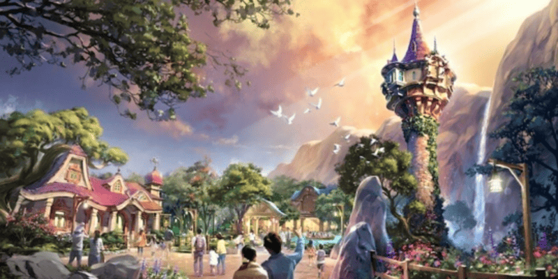 Concept art of DisneylandForward (Disneland expansion project) inspired by Disney's 'Tangled' at Disney California.