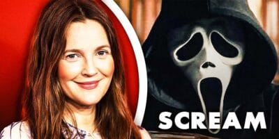 Actress Drew Barrymore and her new role at 'Scream 7'. Actress is on the left and Scream is on the right