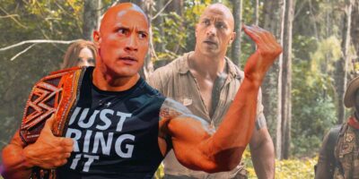 Dwayne Johnson as The Rock with Dwayne Johnson in 'Jumanji: Welcome to the Jungle' in the background
