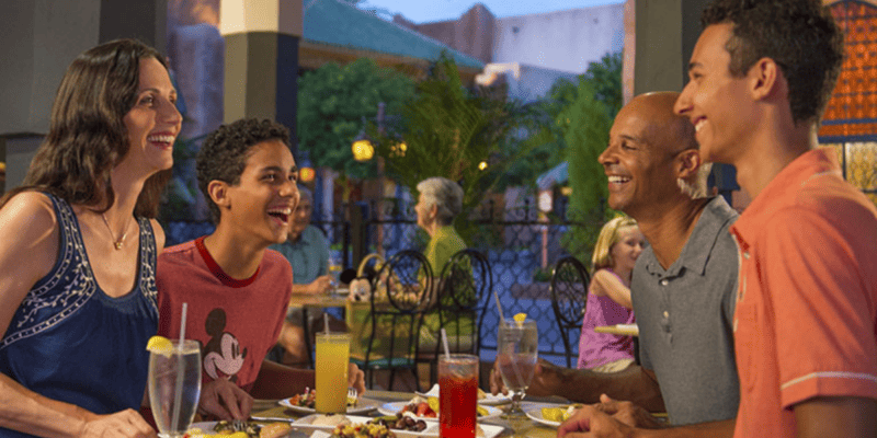 Family dining together at Disney World