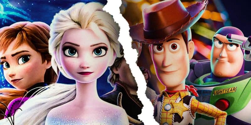 Collage; Frozen 3 on the left and Toy Story 5 on the right