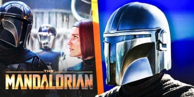 'The Mandalorian'; The Mandalorian (Pedro Pascal) on the right and The Mandalorian (Pedro Pascal) and Bo-Katan on the left