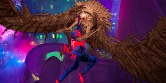 Miguel O'Hara fighting The Vulture in Spider-Man: Across the Spider-Verse