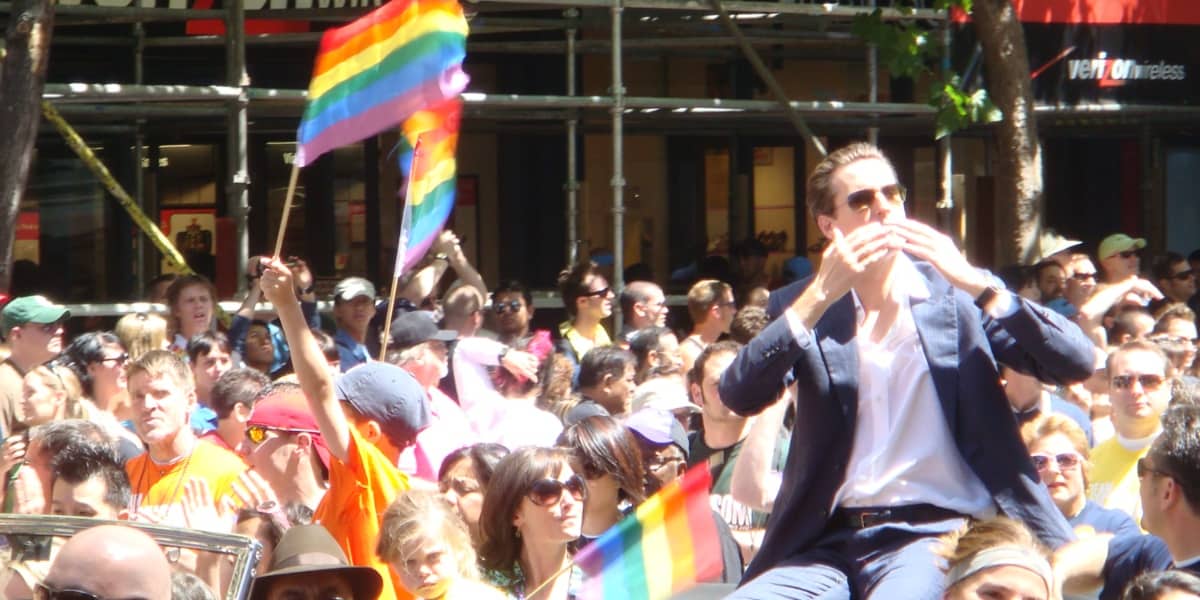 Gavin Newsom attending San Francisco Pride when he was mayor of San Francisco