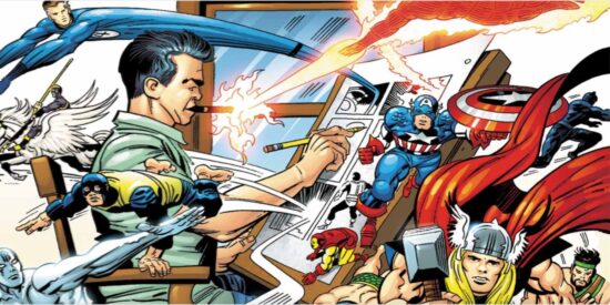Jack Kirby animating classic characters in a Marvel comic