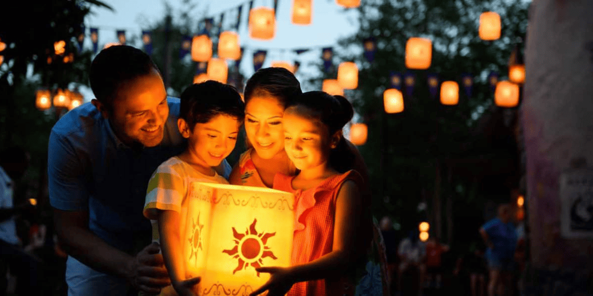 Family with lanterns