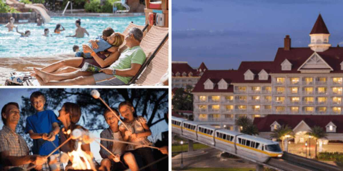 Multiple images showing Disney Resort recreations