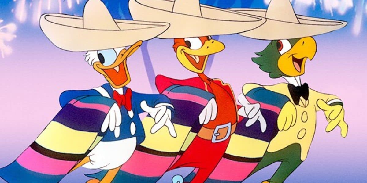 The Three Caballeros wearing sombreros and serapes