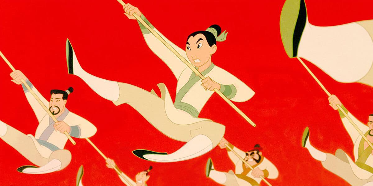 Mulan doing a flying kick in the army training montage of "I'll Make A Man Out Of You"